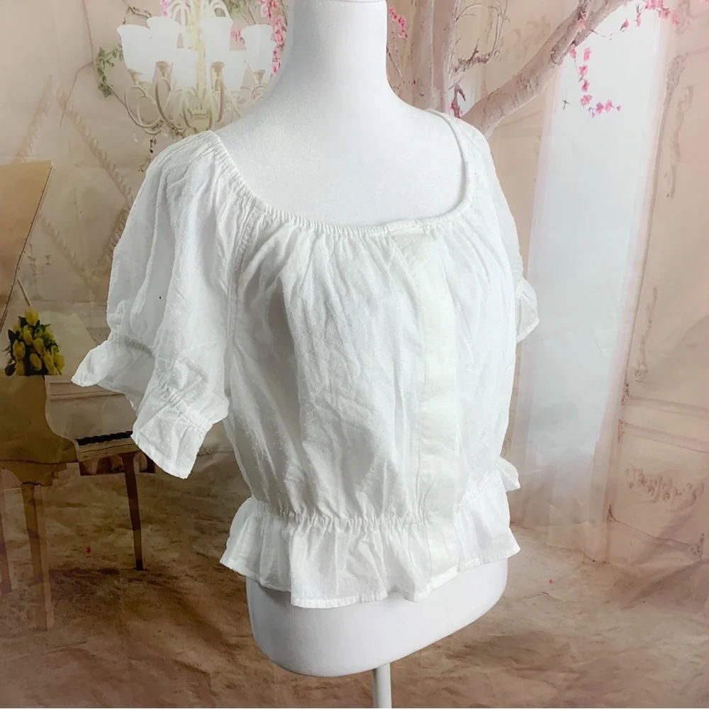 NEW J Crew Gathered Scoopneck top in Swiss-dot - Picture 6 of 12